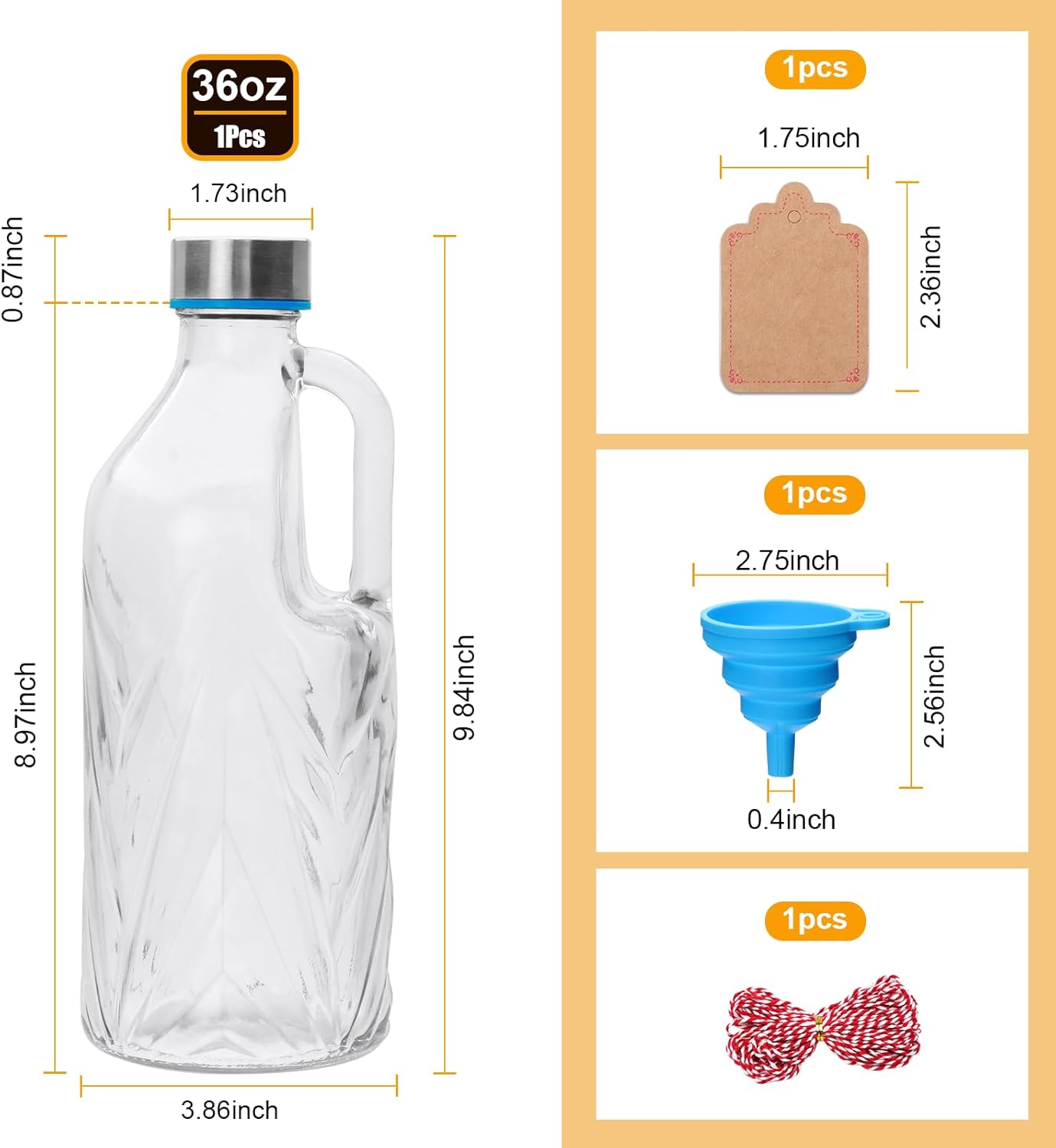 1 Pack 36oz Clear Glass Pitcher with Lid and Handle,Coffee Carafe Beverage Serveware,Water Jug for Making Tea and Juice