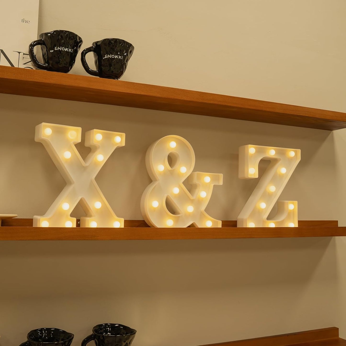 Foaky LED Letter Lights Sign Marquee Light Up Letters Sign for Night Light Wedding/Birthday Party Battery Powered Christmas Lamp Home Bar Decoration(X)