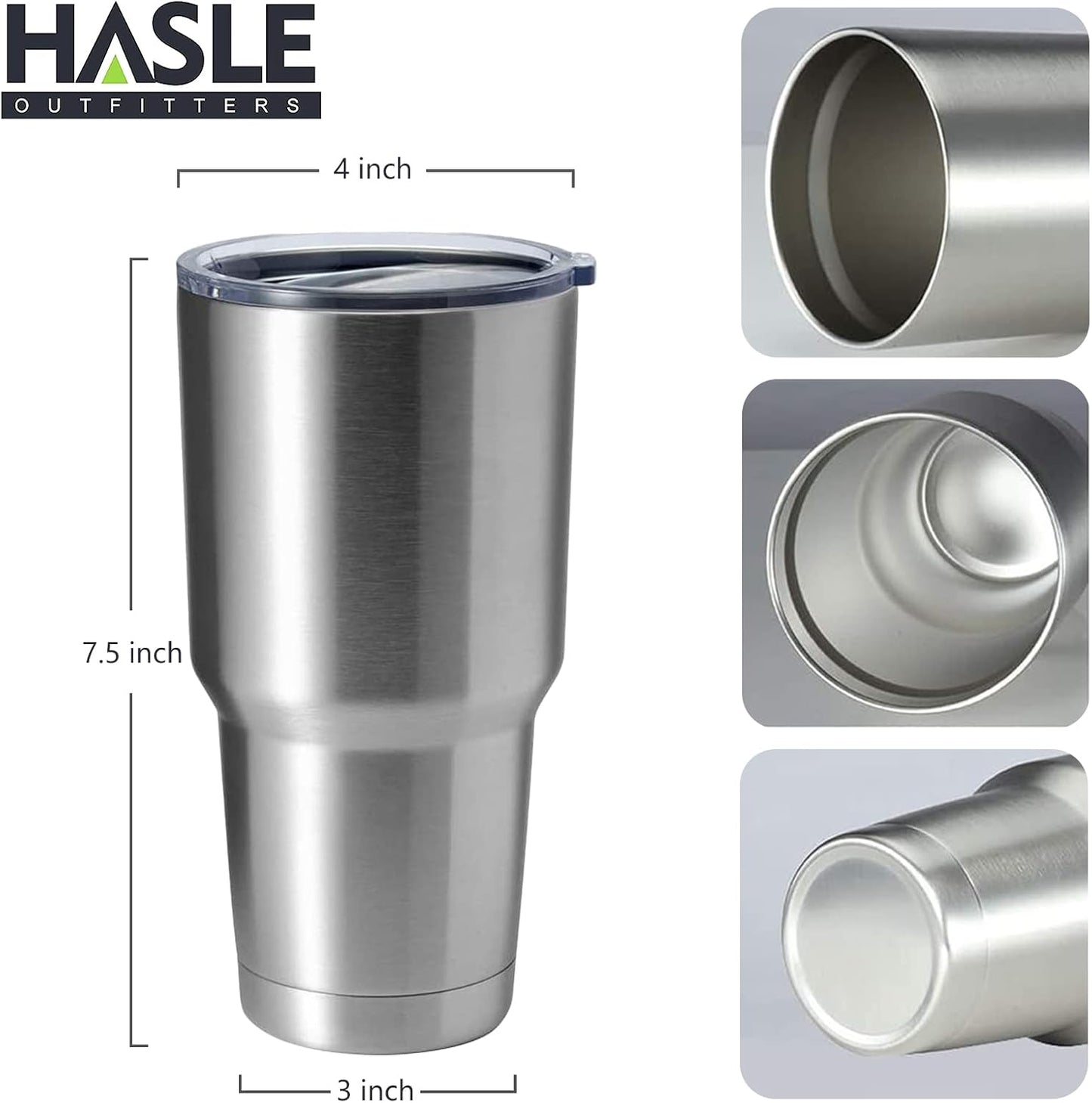 HASLE OUTFITTERS 30oz Stainless Steel Tumbler, Double Wall Vacuum Insulated Travel Mug Tumbler, Durable Insulated Coffee Mug, Gift Box Set (Silver, 8)
