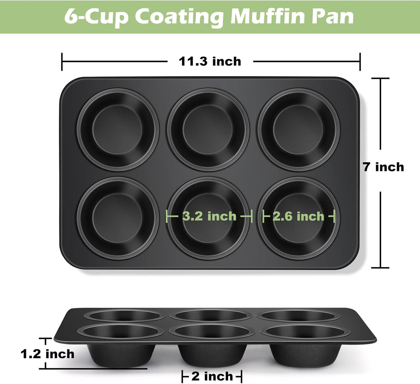 TeamFar Muffin Pan Set of 4, 6 Cup Muffin Tin Cupcake Pan Tray with Nonstick Coating and Stainless Steel Core, for Home/Kitchen Baking, Healthy & Heatproof, Release Easily & Easy Clean