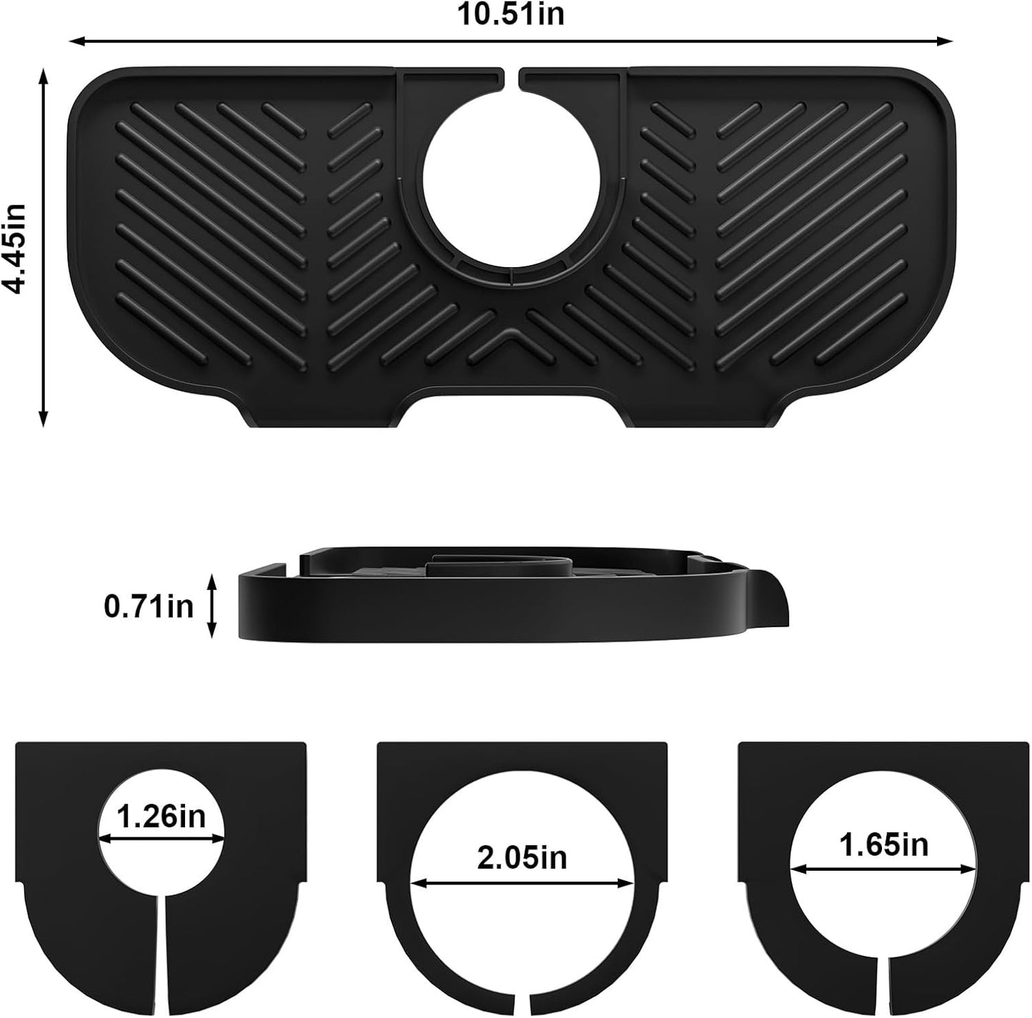 Faucet Mat for Kitchen Sink，6° Slope Sink Splash Guard，Splash Guard for Kitchen Sink，Kitchen Sink Splash Guard for Dish Soap Sponge Holder，Silicone Faucet Guard & Draining Mat-Black