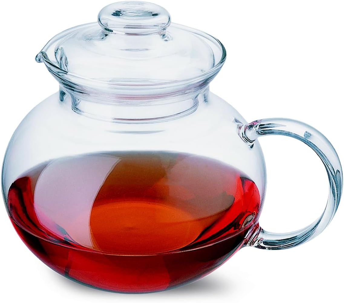 Simax Glass Teapot For Stovetop: Glass Tea Kettle For Stove Top - Tea Pots For Stove Top - Stovetop & Microwave Safe Kettles For Boiling Water - Clear Glass Tea Pot With Spout -1 Quart/4 Cup Teapots