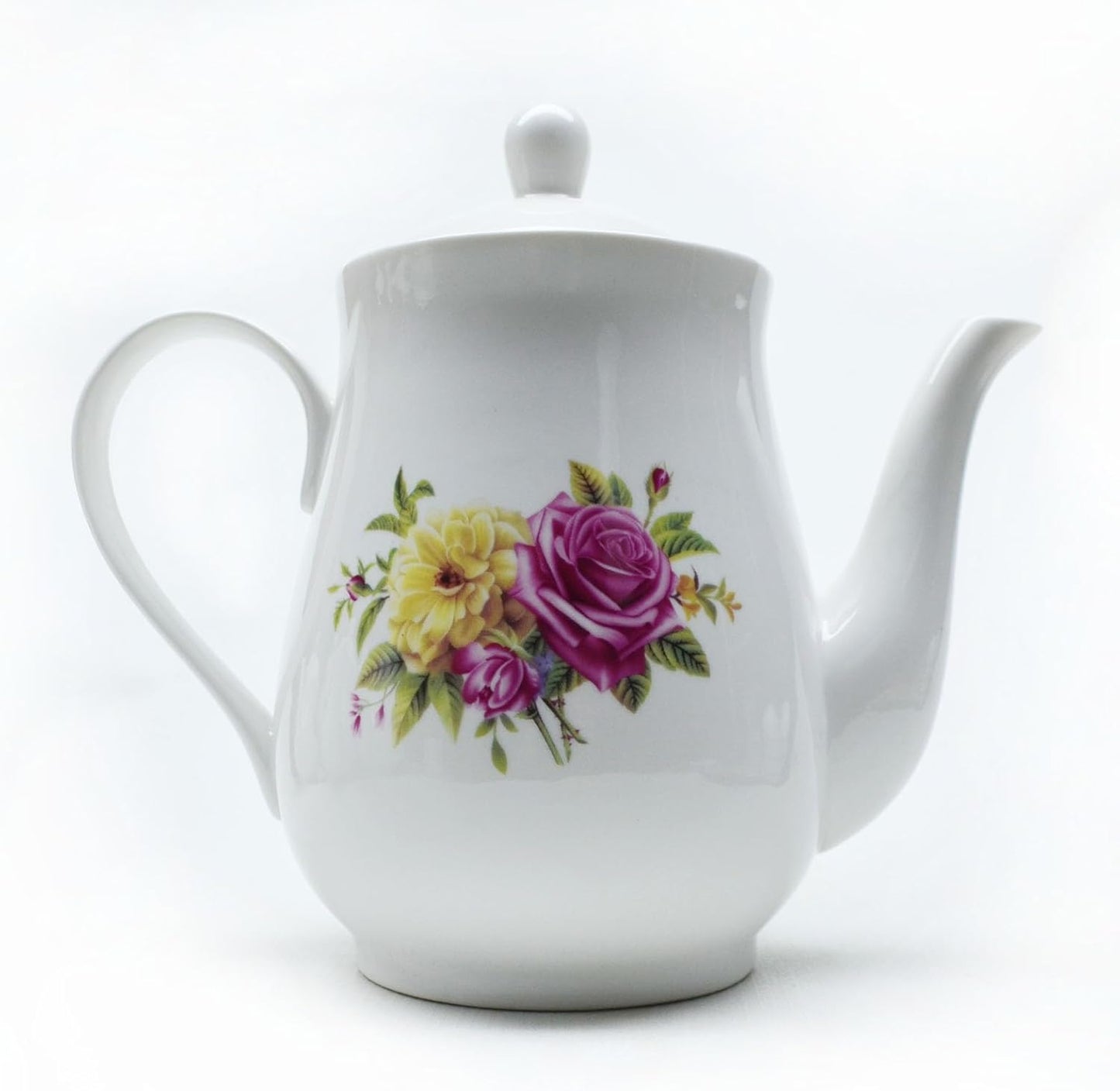 European Style Porcelain Teapot, Coffee Tea Water Pot Vintage Ceramic Kettle (50oz)