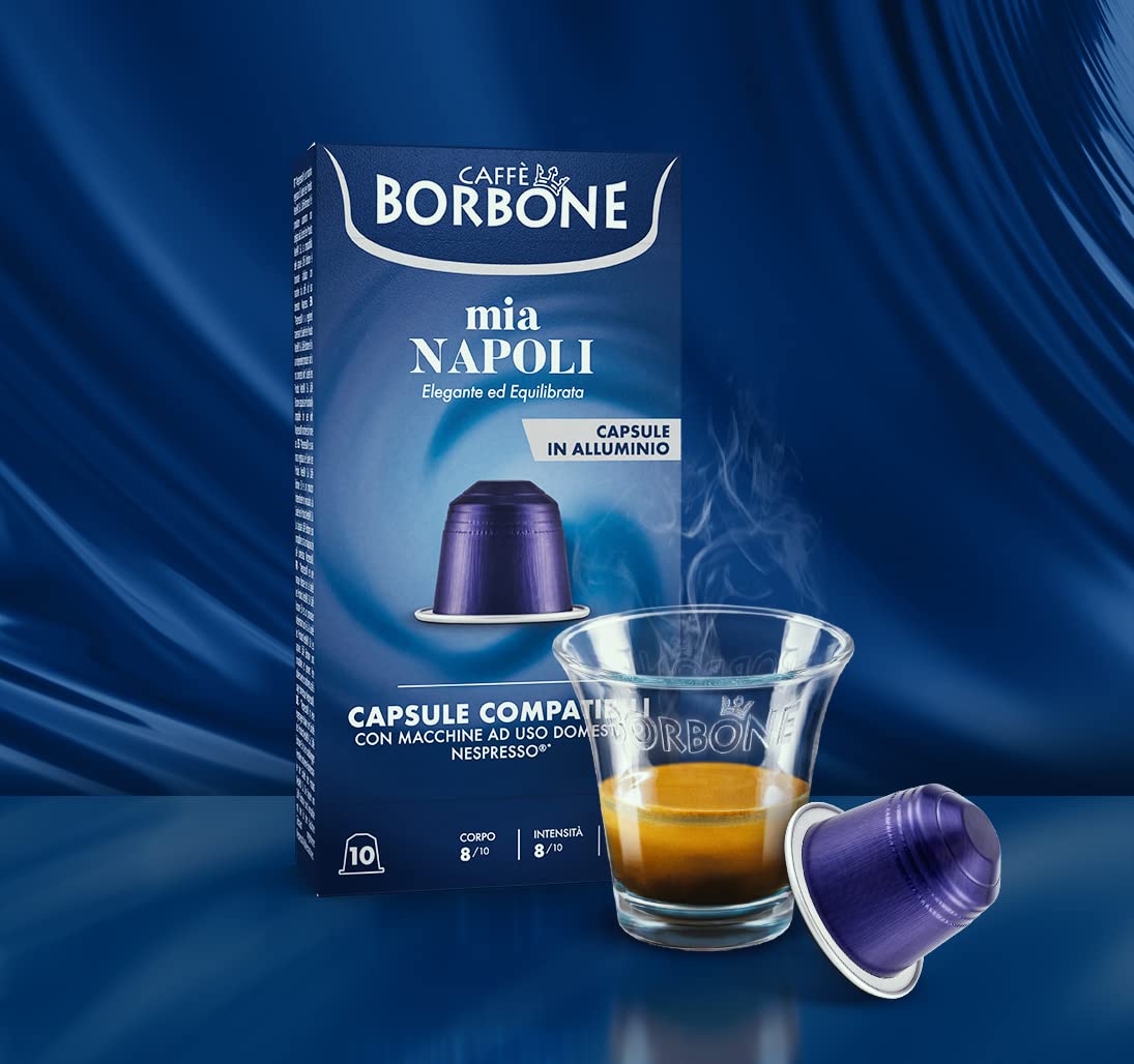 Caffe Borbone Aluminum Coffee Pods Compatible with Nespresso Original Machines, Mia Napoli, Medium Roast, Bold and Intense, Genuine Italian Coffee - 50 Count