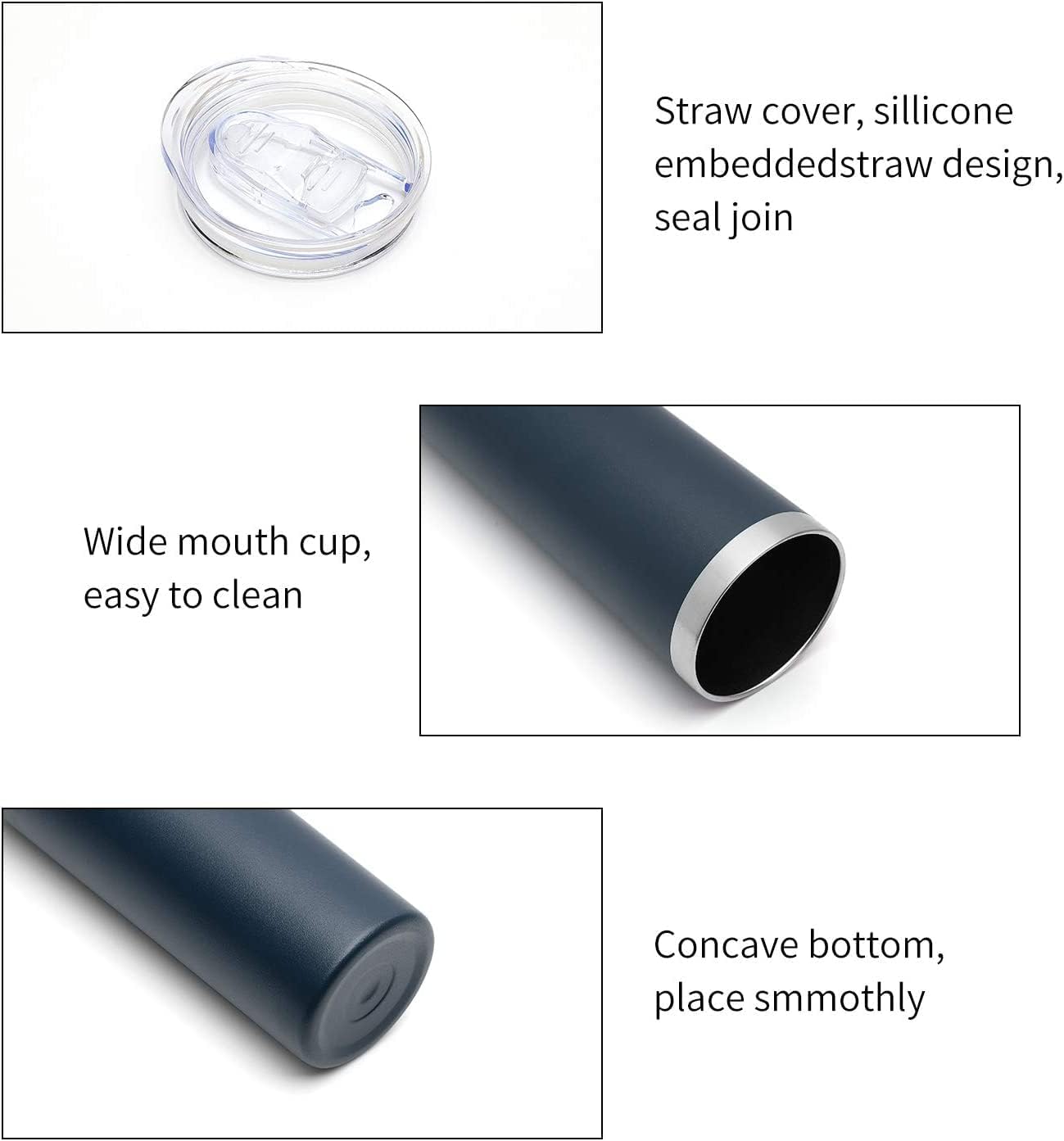 HASLE OUTFITTERS 20 oz Skinny Tumblers Bulk Set, Stainless Steel Insulated Slim Tumblers with Lids, Reusable Double Wall Travel Coffee Mugs, Durable Powder Coated Travel Water Cups(Navy, 12)