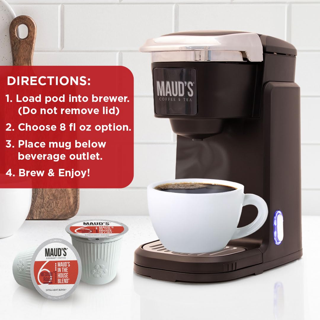 Maud's Medium Roast Coffee Pods, 200 ct, Recyclable Single Serve Pods – 100% Arabica Coffee, Compatible with Keurig K Cups Maker