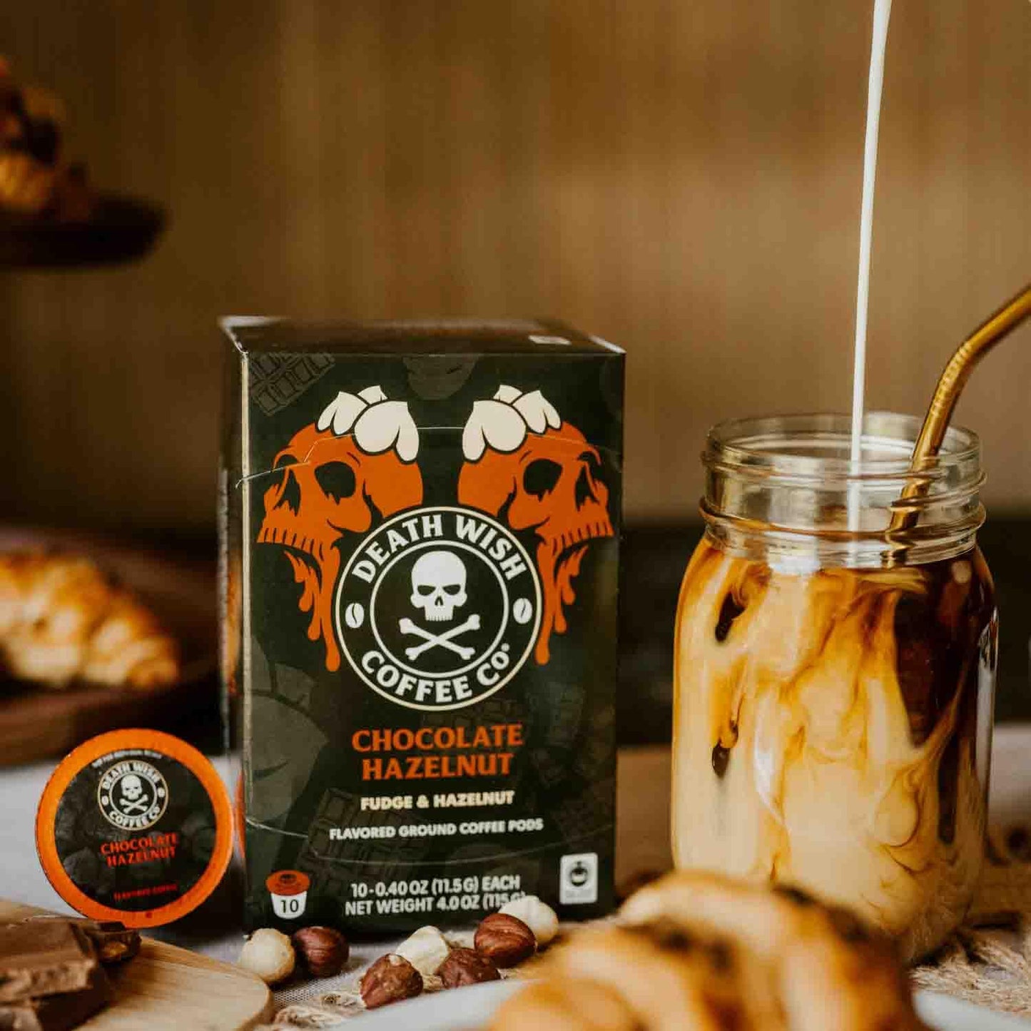 Death Wish Coffee - Single Serve Pods - Dark Roast Coffee Pods - Made with USDA Certified Organic (Chocolate Hazelnut, 30 Count)