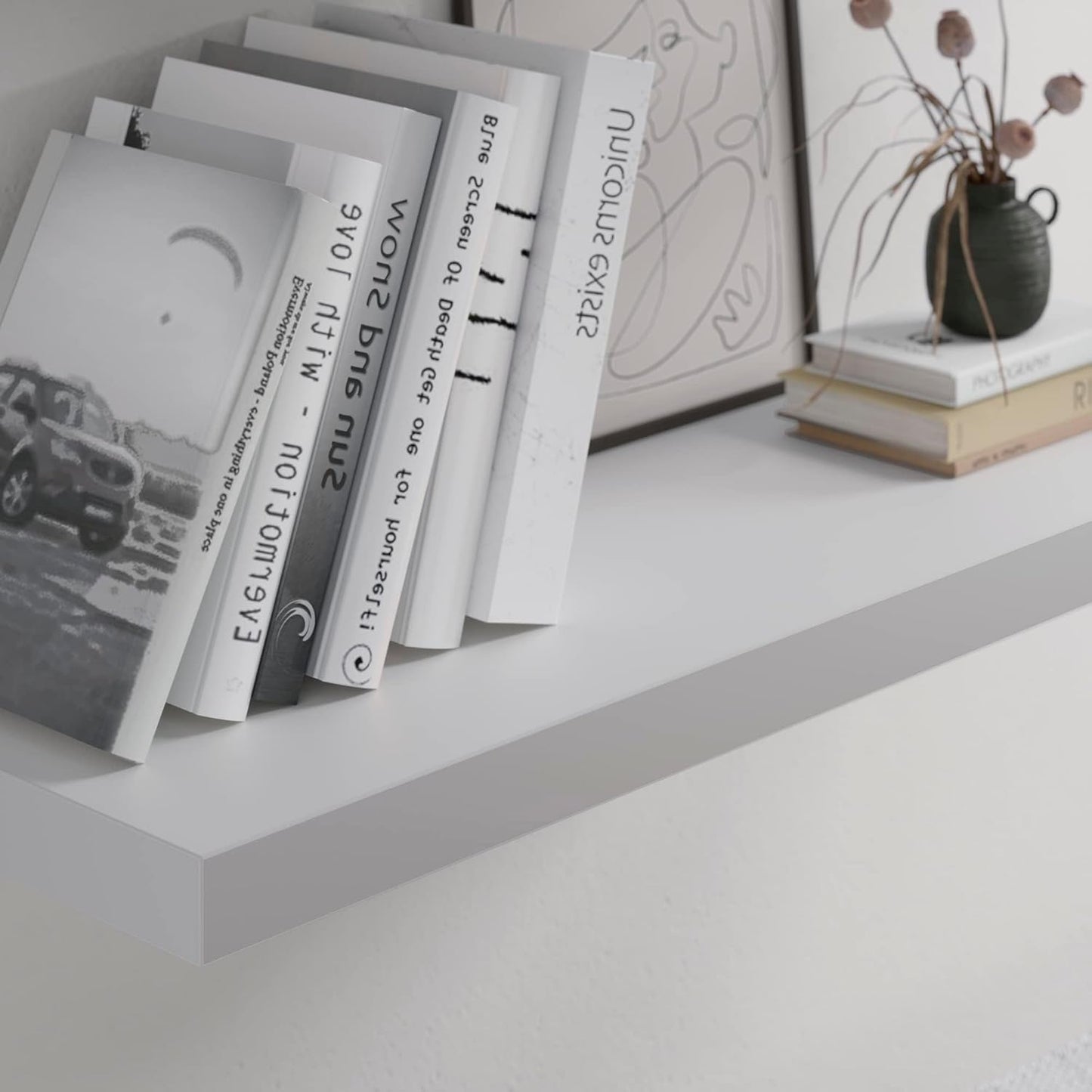 Floating Shelf, Set of 1 Wall Shelf, 30 in W x 12.75 in D x 2 in H Wooden Floating Wall Shelf with Invisible Brackets for Living Room/Bedroom/Bathroom/Kitchen Storage and Decor, White