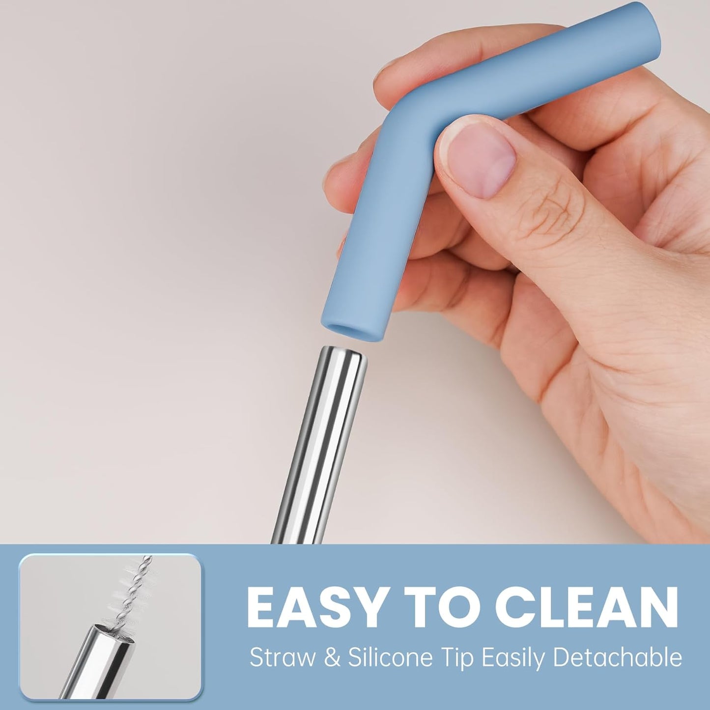 Tomorotec 6-Pack Reusable Stainless-Steel Straws with Silicone Tips, 3 Sizes Compatible with Stanley Tumblers 40OZ 30OZ 20OZ 14OZ, Dishwasher Safe, Includes 2 Cleaning Brushes (Ocean Gradient)