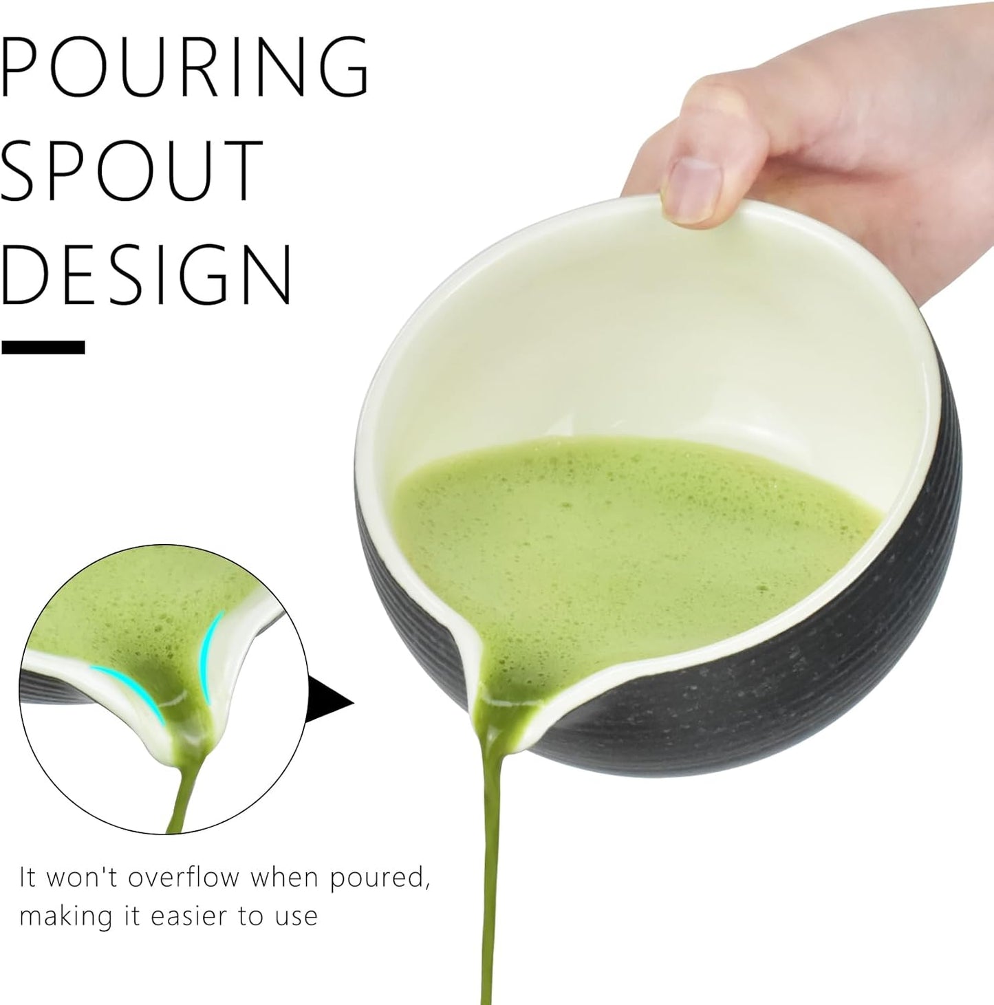 Artcome Bluestone Glaze Matcha Kit for Japanese Tea Ceremony, Bowl with Pouring Spout, Whisk, Tea Scoop, Matcha Powder Strainer, Matcha Tea Set For Making Usucha, Koicha and Matcha Latte (8 PCS)