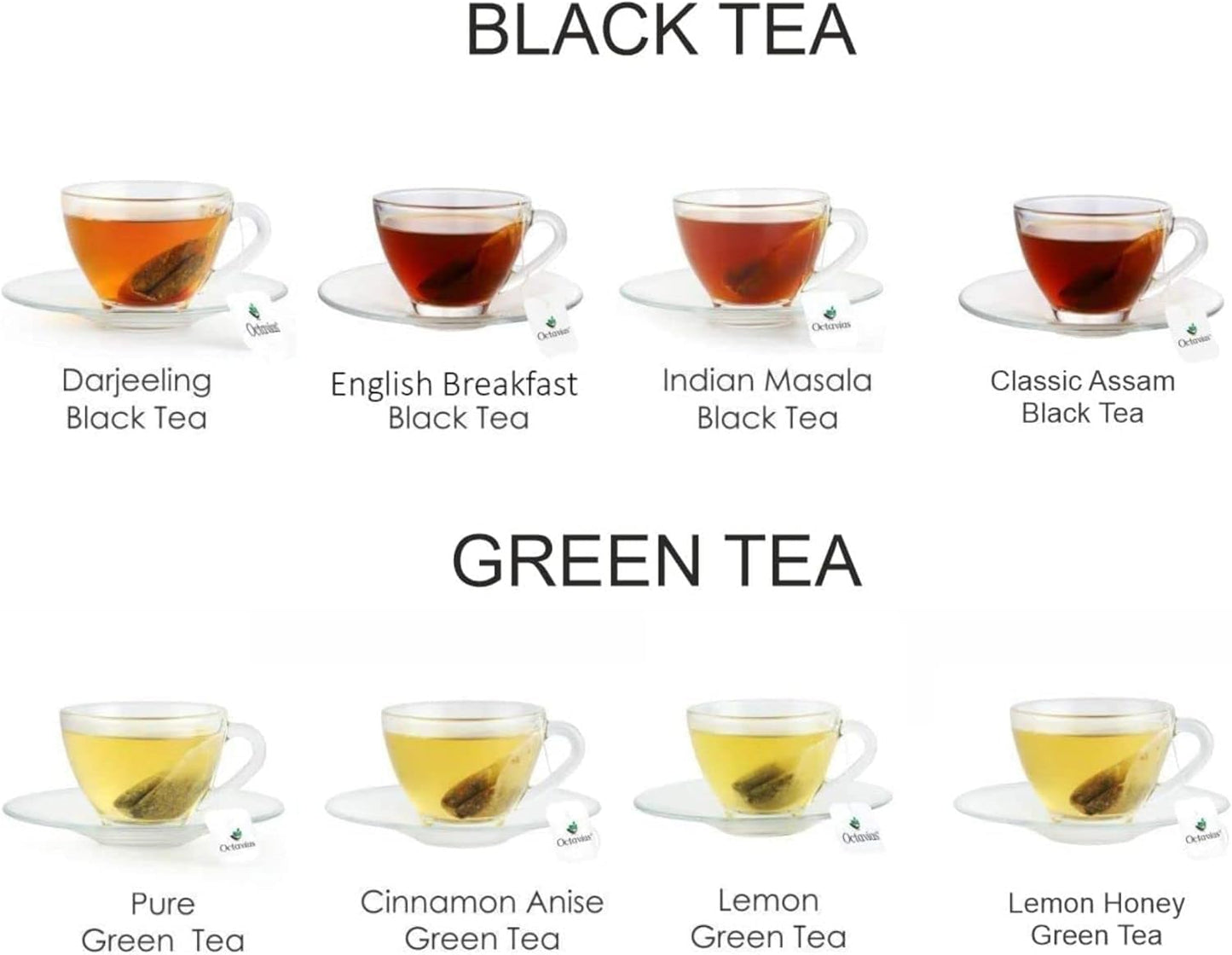 Octavius Tropical Palm Cutwork Wooden Tea Sampler Box | Premium Black & Green Tea Gift Set | 6 Flavors, 90 Tea Bags | Elegant Teas Gift Box for Tea Lovers