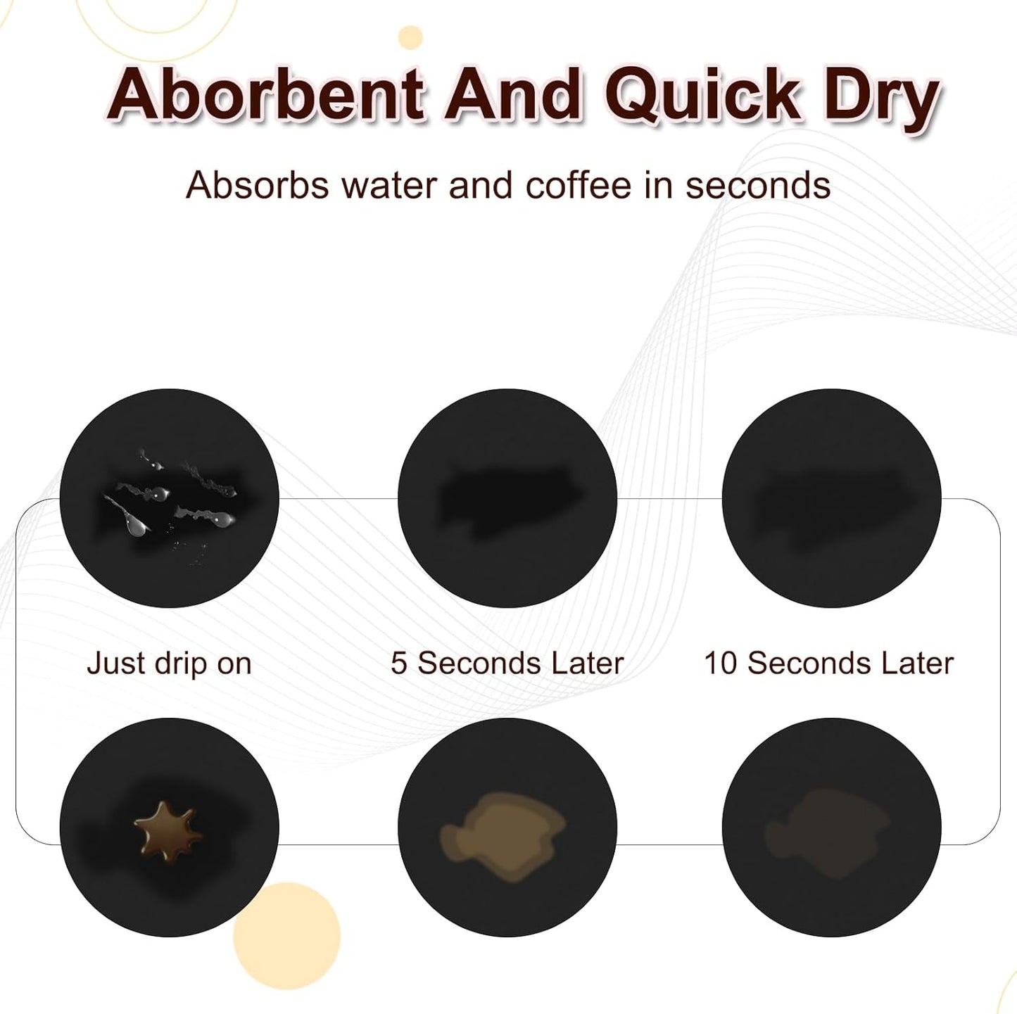 Coffee Mat, 16.5’’ X 31.5’’ Absorbent Dish Drying Mat for Kitchen Counter, Coffee Bar Mats for Espresso Machine Station, Hides Stains, Rubber Backed Dish Drying Pad, Black