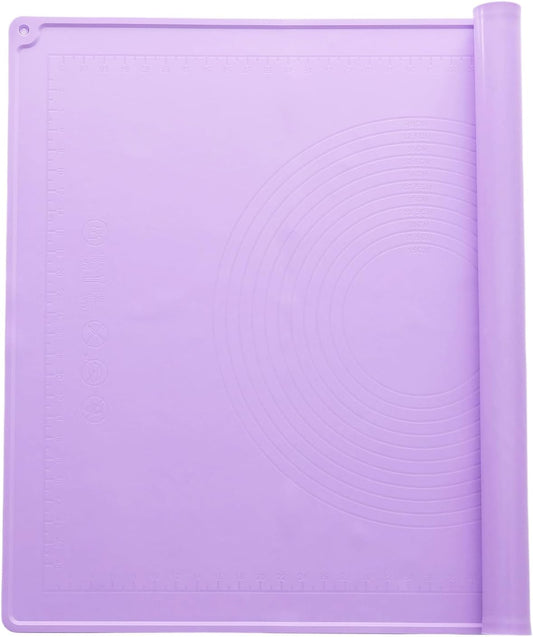 uxcell Silicone Pastry Mat, 31.5" x 23.6" Silicone Baking Mat with Measurements, Non-Stick Dough Rolling Mat for Making Pastry Cookies Bread Pizza Purple