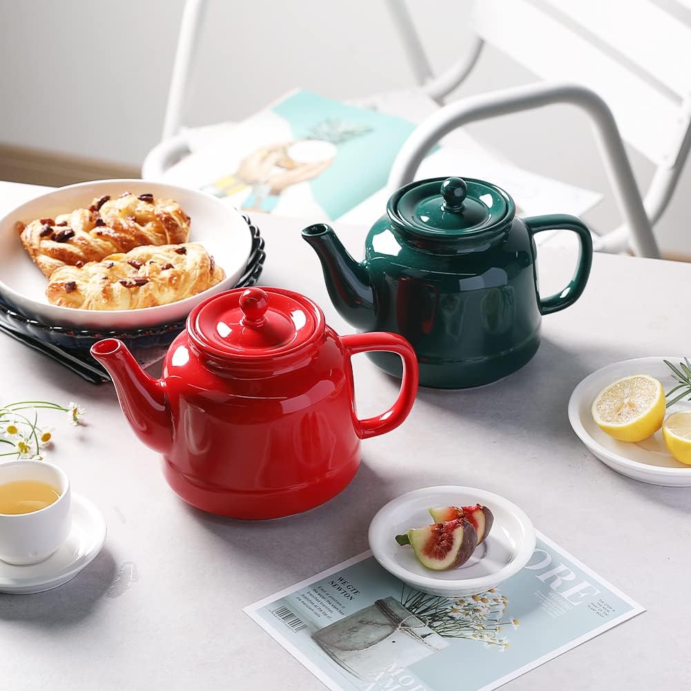 Sweejar 35 oz Porcelain Tea Pot, Teapot with Removable 18/8 Stainless Steel Infuser, Microwave & Dishwasher Safe Tea Maker, Tea Infuser Pots for Blooming loose Leaf Tea,Chrismas Women Gift (Jade)