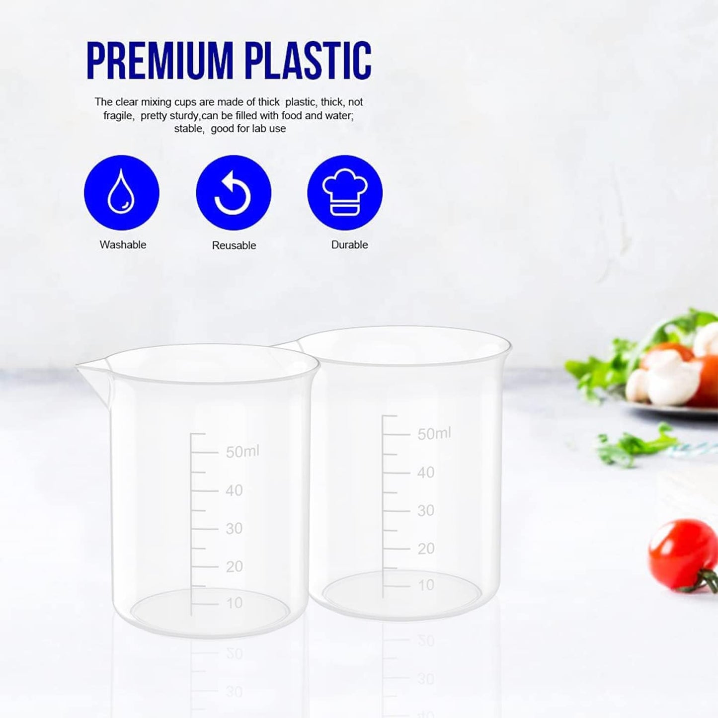 17 Oz Transparent Lab Measuring Cup, 500ml Plastic Beaker Cups, for Science Experiment, Liquid Measuring, 12 Pcs