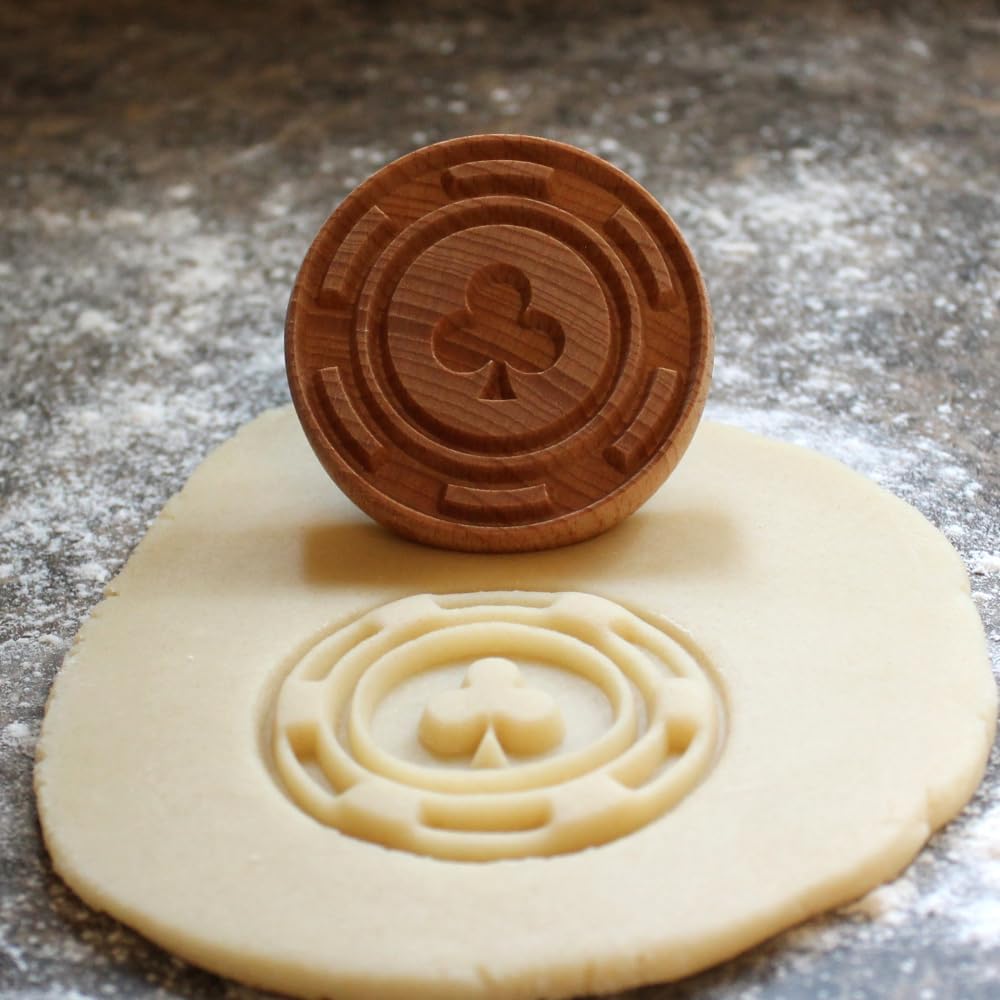 Wood Cookie Stamp, 2.5 Inch (Club Poker Chip CS-110)