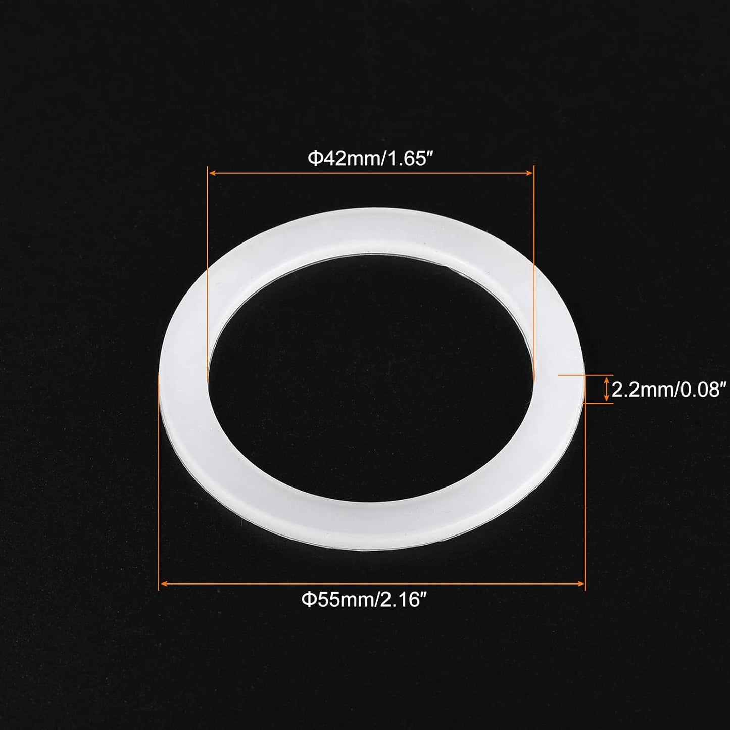 MECCANIXITY Gasket Seal Coffee Maker White Silicone Ring Replacement 42x55x2.2mm for 2-Cup Aluminium Coffee Pot, Pack of 5