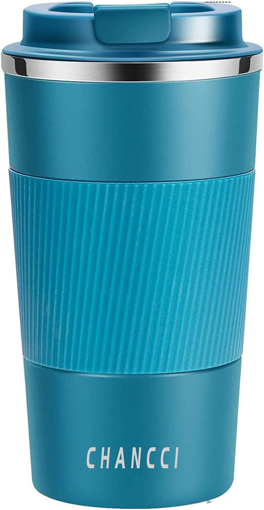 16oz Travel Coffee Mug Spill Proof, Insulated Coffee Mug with Lid, Leakproof Coffee Tumbler,Stainless Steel Vacuum Coffee Cup for Hot/Cold Drinks, Reusable Coffee Cup for Men Women -510ml,Blue