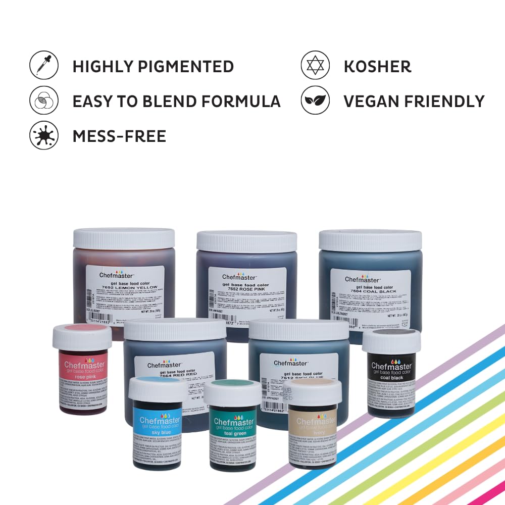 Chefmaster Holiday Red Gel Food Coloring | Vibrant Color | Professional-Grade Dye for Icing, Frosting, Fondant | Baking & Decorating | Fade-Resistant | Easy-to-Use | Made in USA | 20 oz