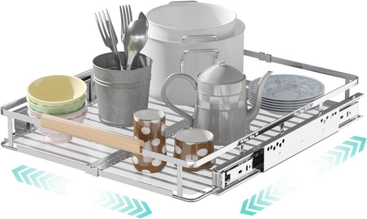 Expandable Pull Out Cabinet Organizer, Adjustable Width:12.3~18.5''W x 22.5''D Under Sink Organizer, Drawer Storage Shelves for Kitchen, Bathroom, Closet, Pantry, Cupboard, Pots, Pans
