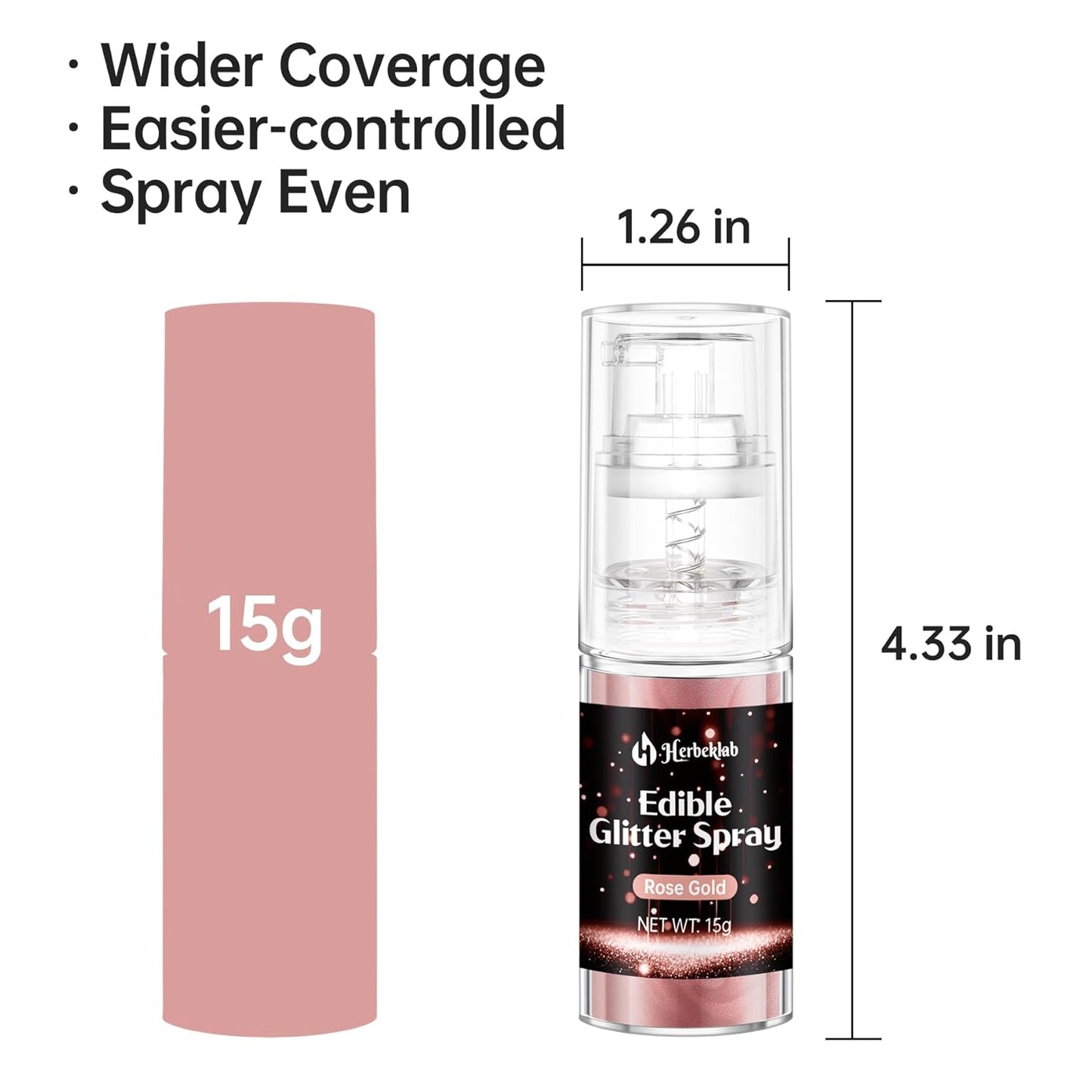Rose Gold Edible Glitter Spray - 15g Edible Rose Gold Glitter for Cakes Food Grade Metallic Shimmer Powder Cake Spray for Cookie Decorating Chocolate Strawberry