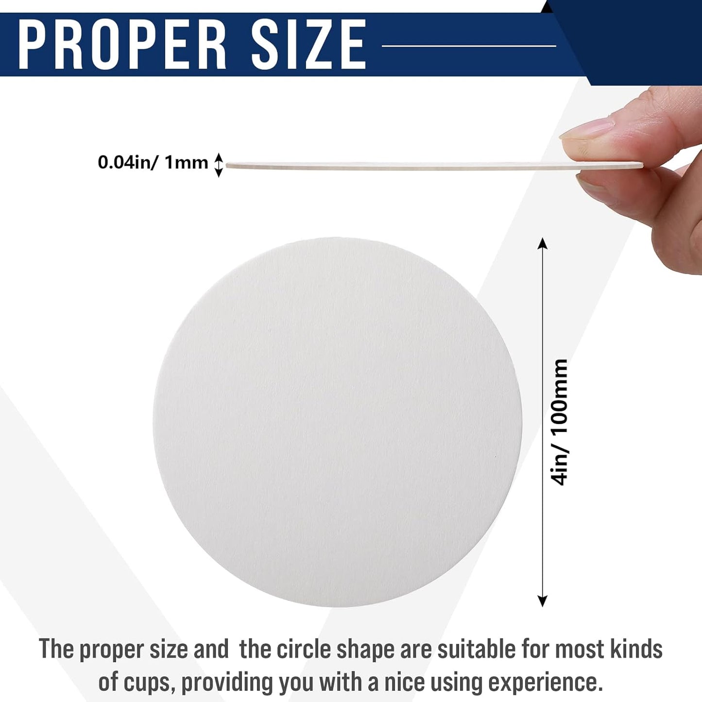 TaoBary 400 Pcs Disposable Paper Coasters Bulk 1MM, 4 Inch Round Cardboard Coasters Blank for Bar Drinks DIY Crafts Arts Wedding (White)