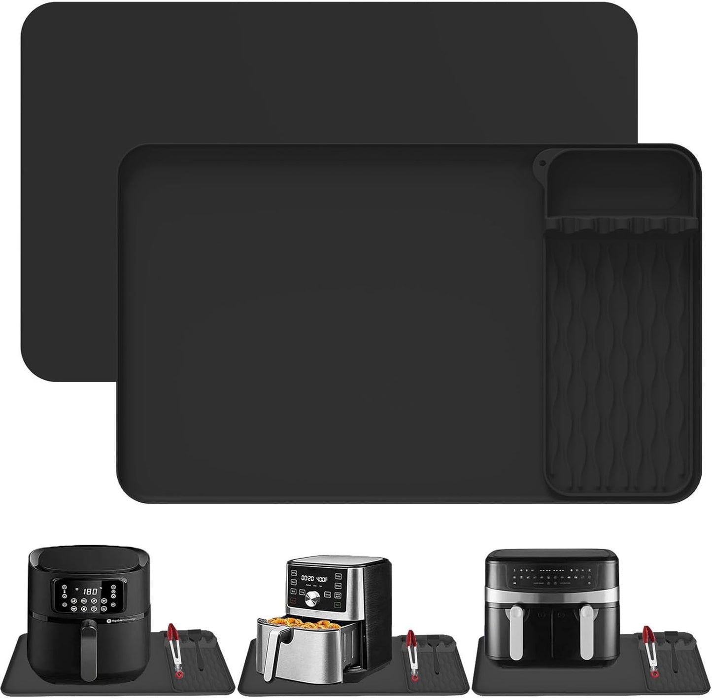 Heat Resistant Mats for Countertop,25.59''x15.75''-Hot Pad for Kitchen Countertop Protector,Silicone Air Fryer Mat with Griddle Tools Mat for Compatible with Ninja,Microwave Oven,Coffee Maker