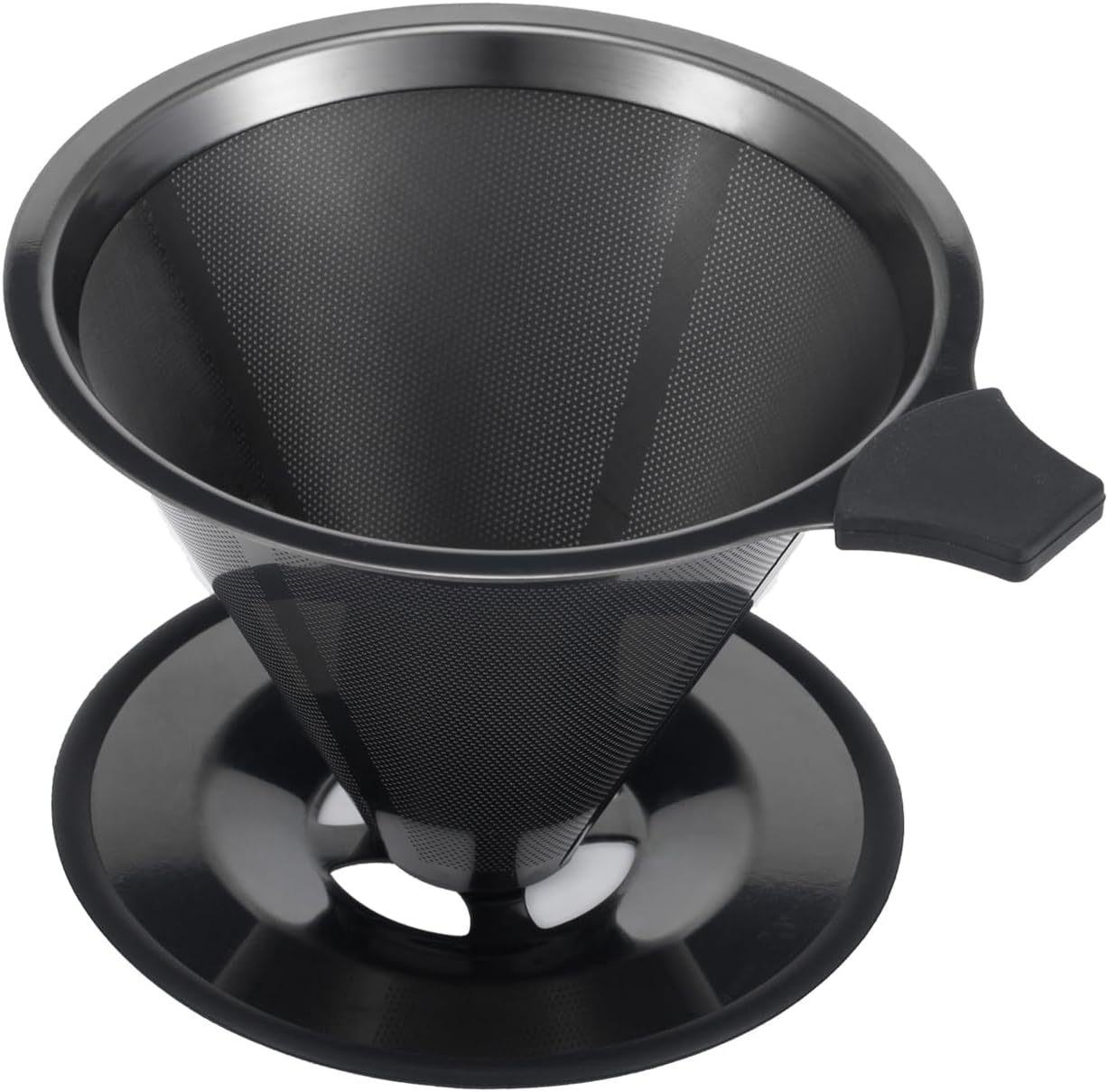 Pour Over Coffee Maker INSINTAR Stainless Steel Pour Over Drip Coffee Filter Paperless Coffee Strainer Reusable Single Cup Coffee Maker 1-4 Cup (Titanium Black)