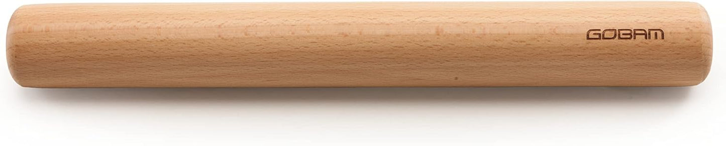 GOBAM Wood Rolling Pin, Small - Dough Roller for Pasta, Cookies, Pie, Pizza, Chapati, Fondant, Rolling Pins for Baking, Bread Making Tools and Supplies - 11 x 1.38 Inches