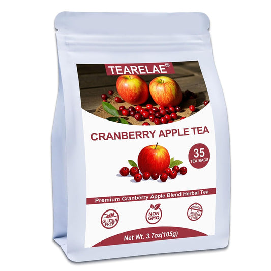TEARELAE - Cranberry Apple Tea Bags, 35 Count - Premium Cranberry Herbal Blend Tea with Dried Cranberries, Apples, Hibiscus, Rose Petals & Licorice Root - Caffeine-free - Perfect for Daily Refreshment