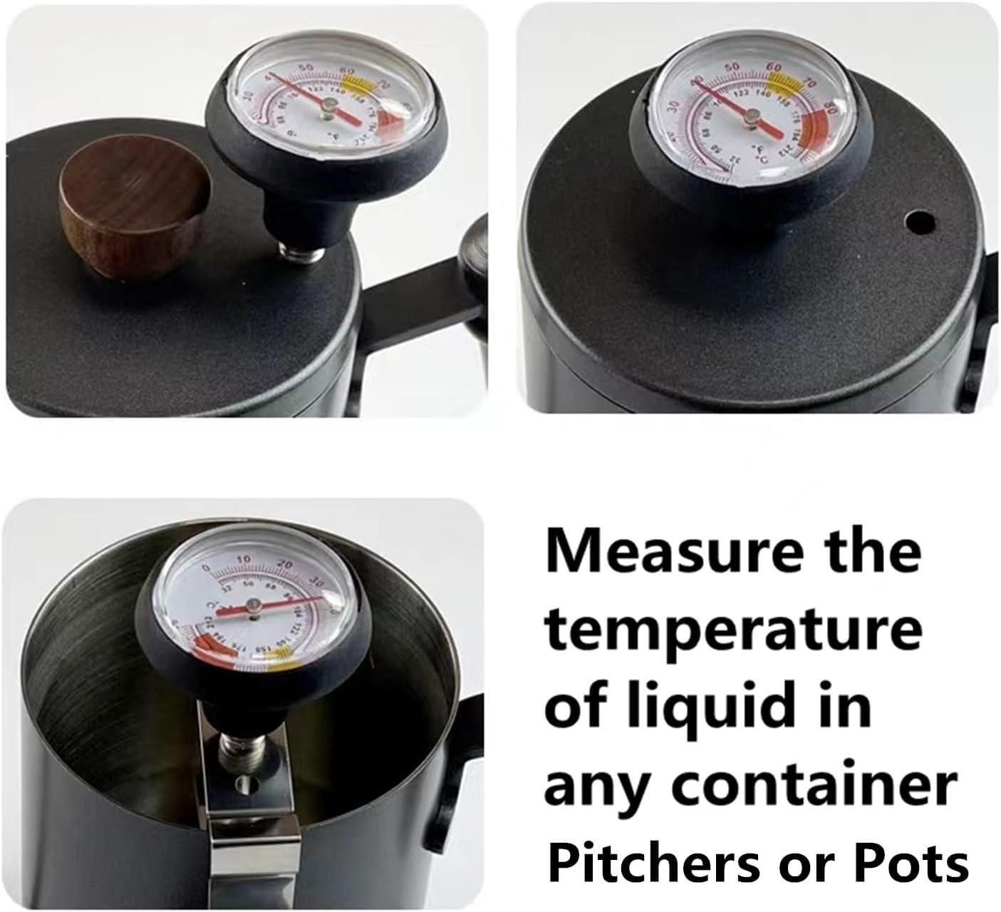 Milk Frothing Pitcher for Coffee, Barista Steaming Jug (21 Ounces with Thermometer Pen)