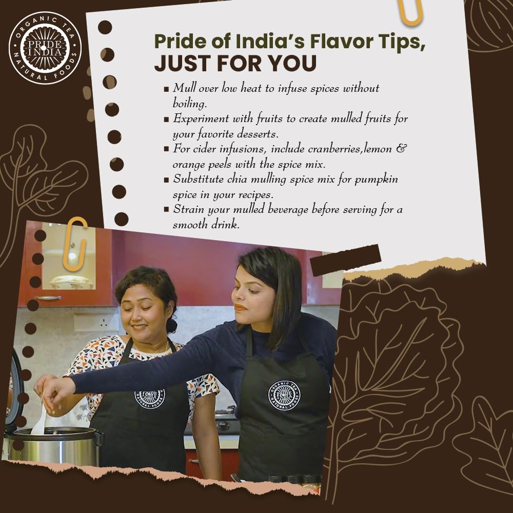 Pride of India | Chai Masala Mulling Spice Mix 6 oz (170 gm) Medium Dual Sifter Jar | Gourmet Spice Mix for Teas & Coffee | Caffeine Free | Authentic Mulling Spice Blend | Vegan & Gluten-Free | Easy to Store