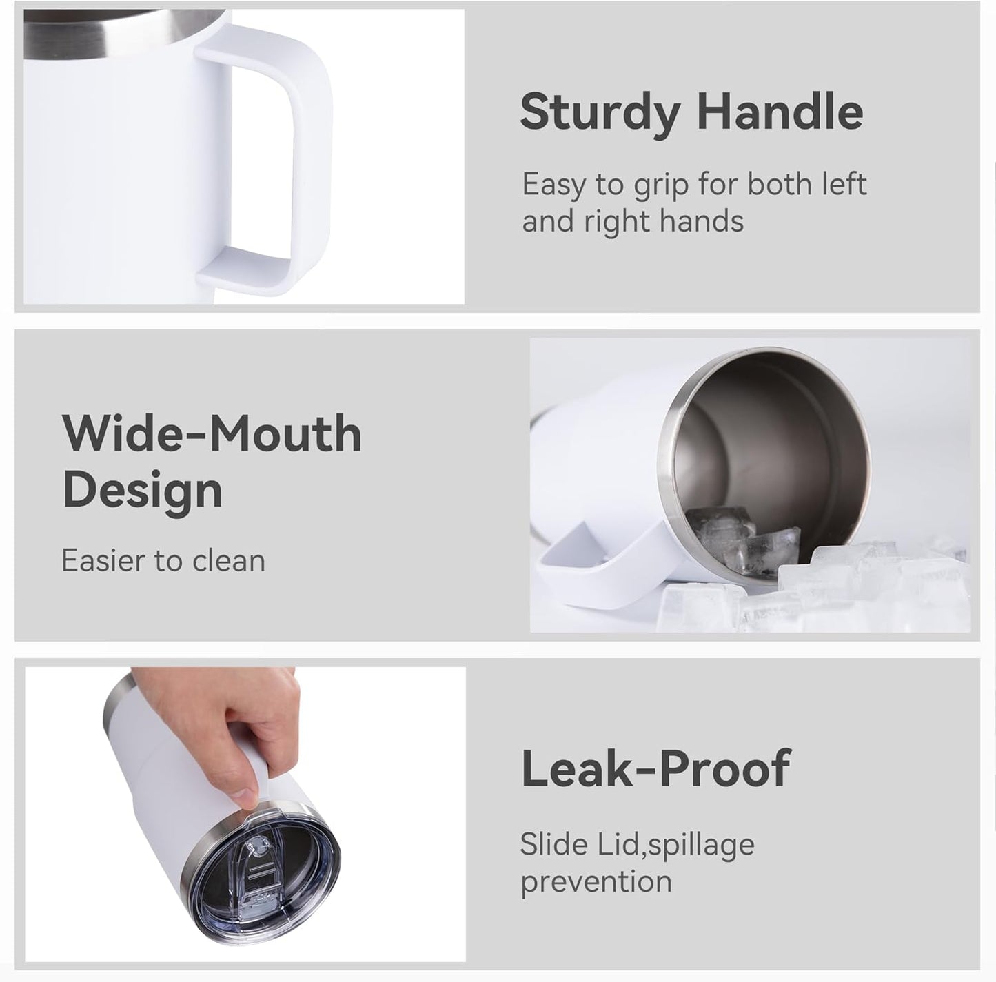 HASLE OUTFITTERS 20oz Tumbler Bulk with Lid, Stainless Steel Tumbler Bulk with Handle, Metal Insulated Travel Coffee Mug Set with Handle, Double Wall Vacuum Leak Proof Tumbler Cup, White 12 Pack