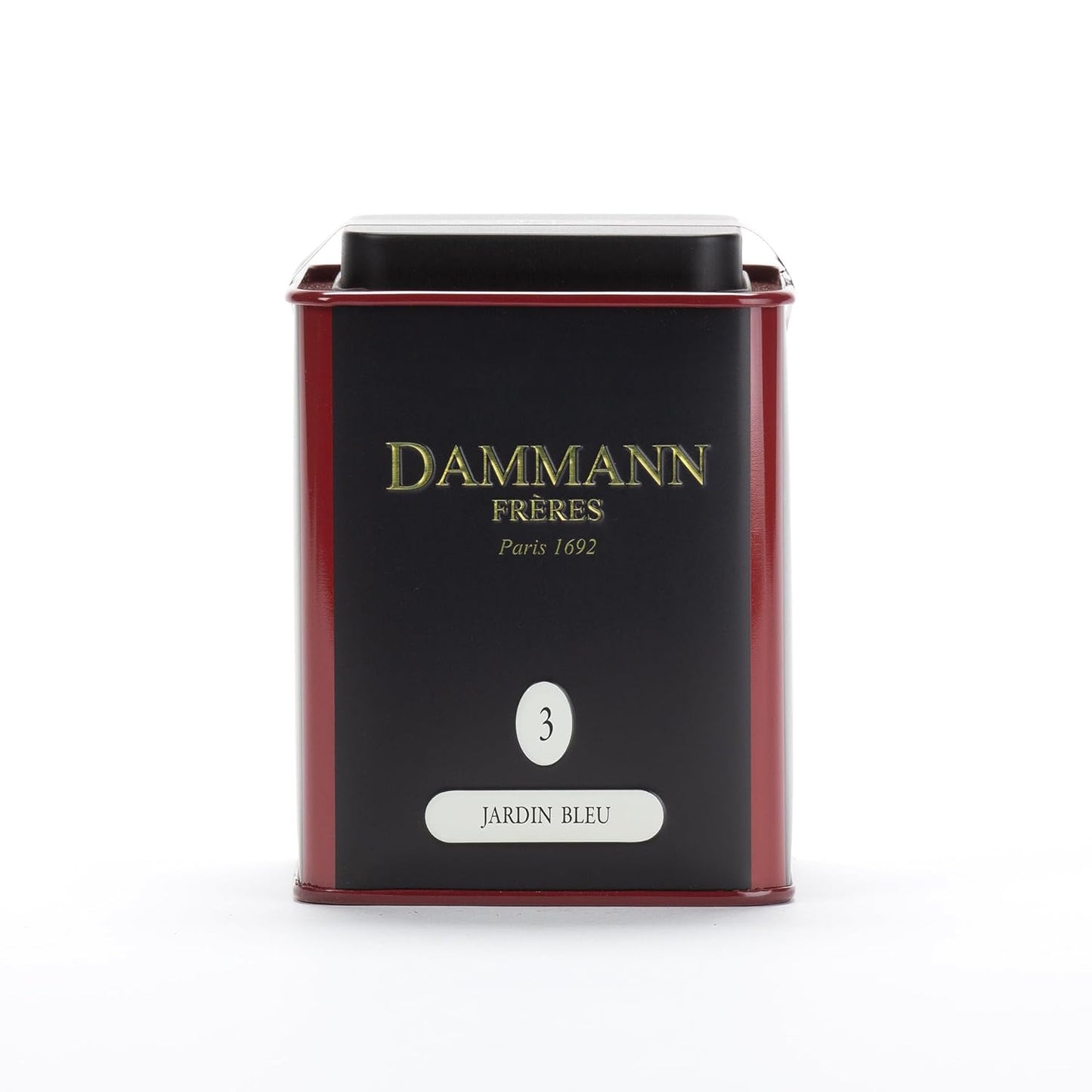 Dammann Freres Loose Leaf, Jardin Bleu, Premium Gourmet French Black Tea, Blend Strawberry, Rhubarb Flavors, 3.52 Ounce Tin