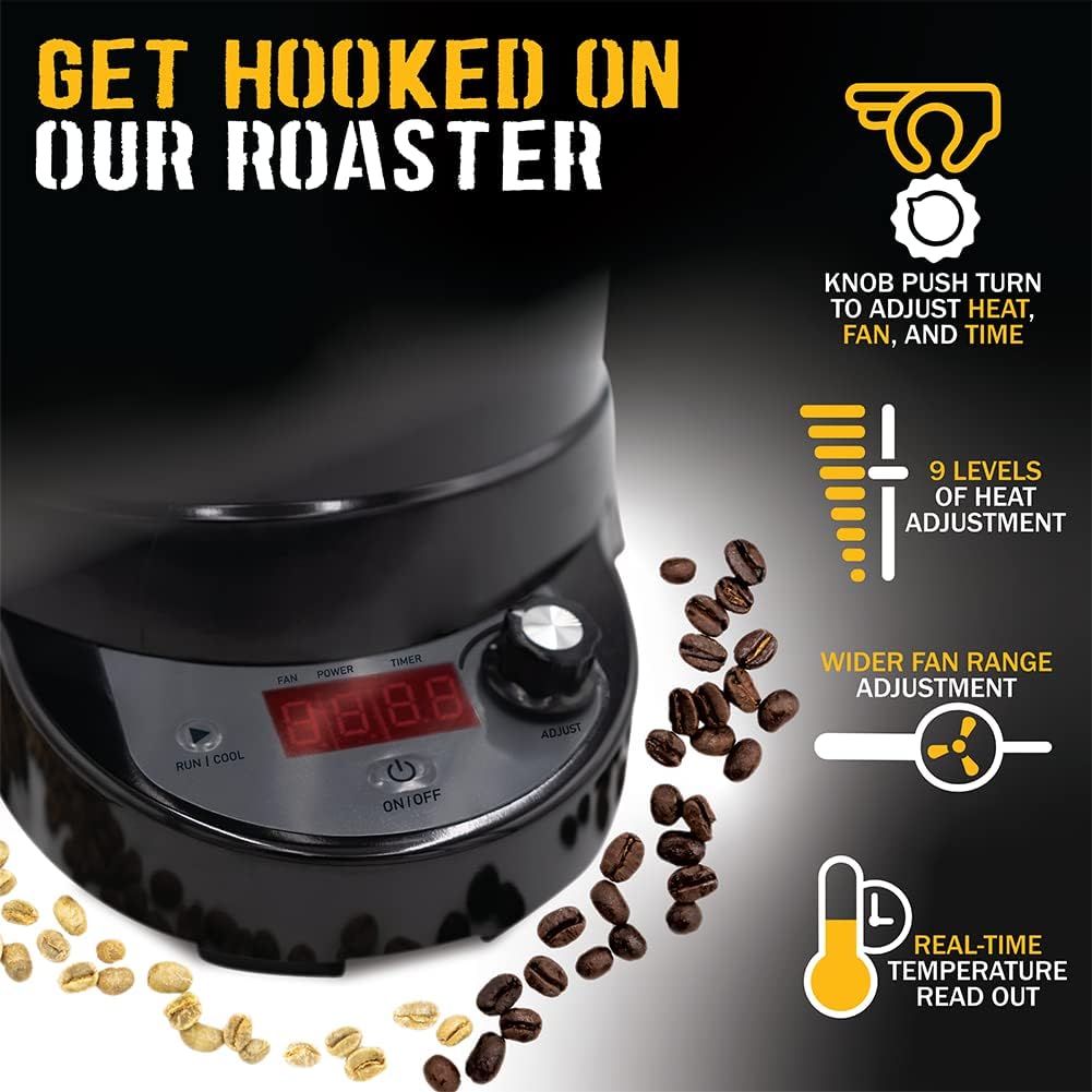 SR800 Coffee Roaster – Roast Coffee at Home – Variable Heat and Fan Control – Digital Display – Roasts 6–8 oz (170–226g) Per Batch – Easy to Use – Fast Roast Time