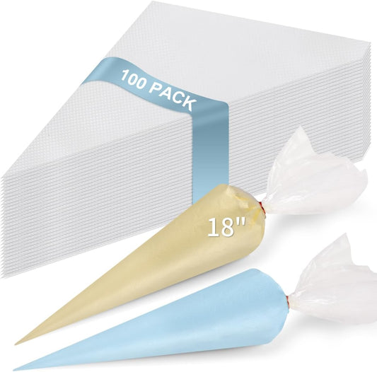 18/21/24 Inch Large Piping Bags Disposable, 100 Pieces Icing Bags, Tipless Piping Bags, Thickened Pastry Bags, Non-Slip & Anti-Burst, Frosting Piping Bags for Cakes Cookies Decoration