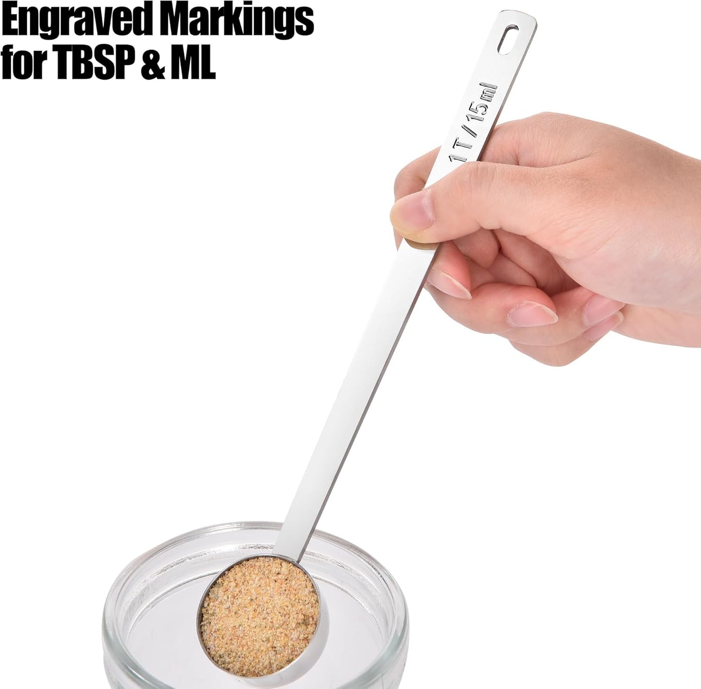 18/8 Stainless Steel Coffee Scoop, Doosu Food-Grade Metal Measuring Spoon with 6.9in Long Handle, Tablespoon Scooper for Coffee Beans, Ground Coffee, Espresso, Protein Powders, Tea, Sugar (1 Tbsp)