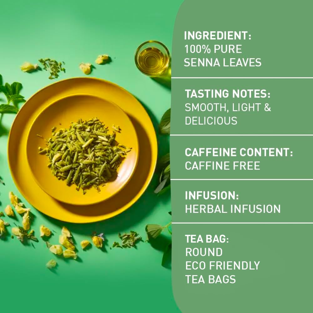 HANDPICK, Senna Tea Bags (50 Count) Non-GMO, Caffeine Free, Senna Leaves- Mild Taste | Premium Round Eco-conscious Tea Bags