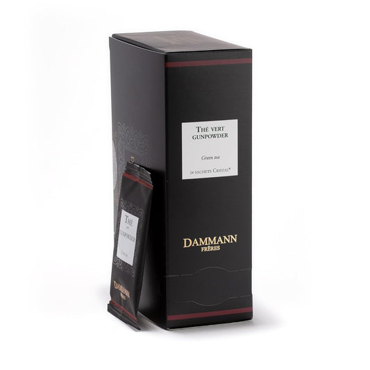 Dammann Freres Satchets, Gunpowder Green Tea Bags, Premium Gourmet French Tea, Individually Wrapped, 24 Count (Single Pack)