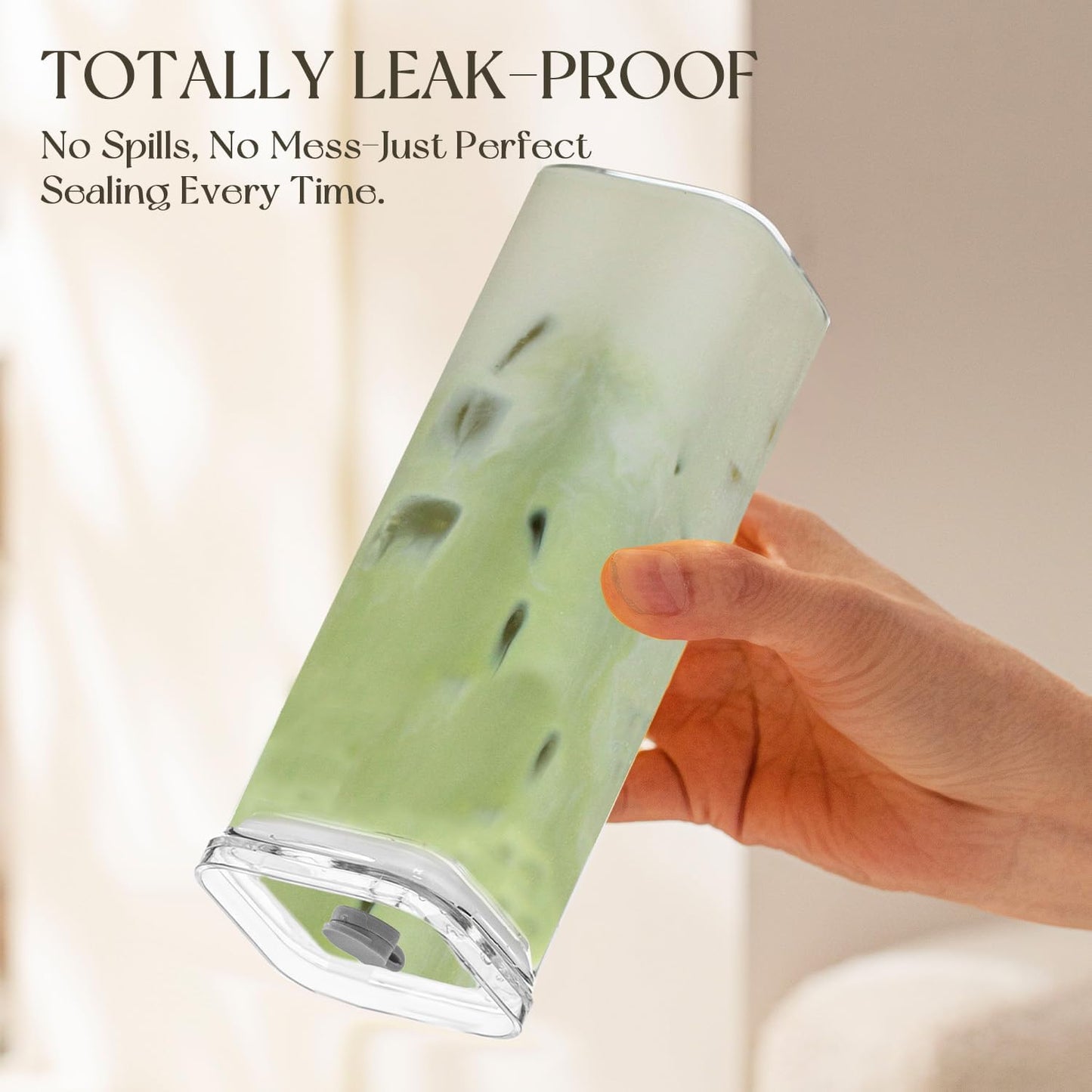 12 Sets Square Drinking Glass Cups with Lids & Straws, 17 Oz Clear Highball Glasses for Cocktail, Iced Coffee, Juice, Beer - Modern Glass Tumblers