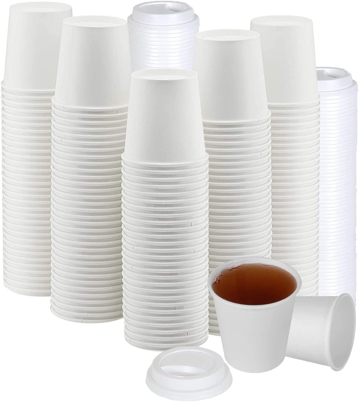 Smygoods White Disposable Paper Coffee Cups with Lids (4 OZ, 50 Count) For Hot Beverages, Tea, Espresso, Cocoa - To Go Drink Containers, Café & Office