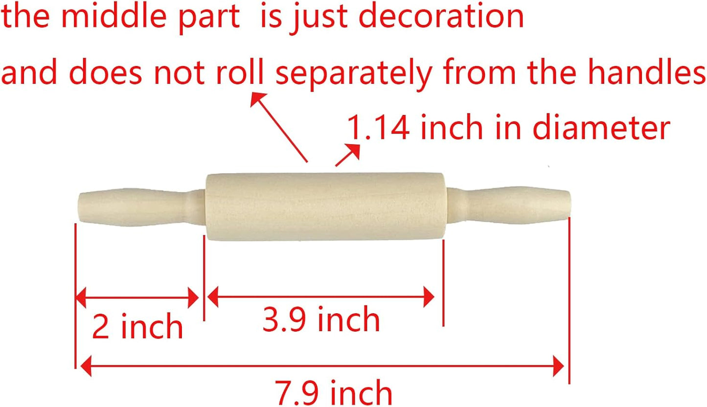 20 Pack Wood Small Rolling Pin for Kids, 7.9 Inch Kids Rolling Pin for Home Kitchen