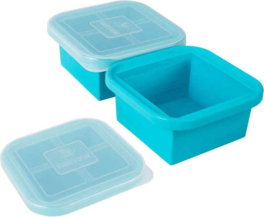 Silicone Freezing Tray with Lid - 2-Cup 2 Pack Freezer Containers,Make 1 Perfect Freezing,Storing Soups, Foods, Stews, Dips or Sauces Simple and Convenient Color Aqua