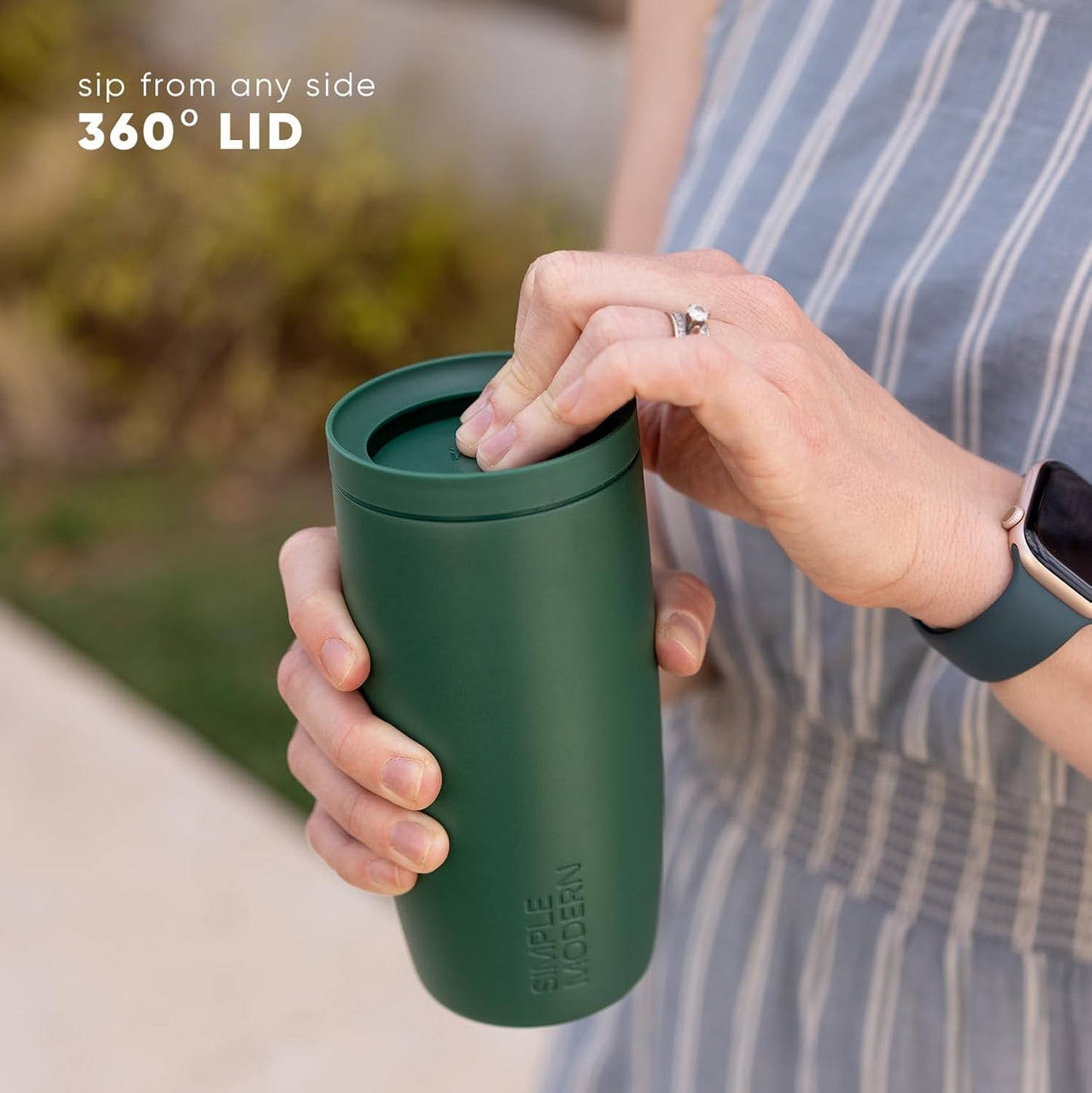 Simple Modern Travel Coffee Mug Tumbler with 360° Lid | Ceramic-Lined Insulated Stainless Steel Cold Brew Iced Coffee Cup | Gifts for Women Men Her Him | Voyager Signature | 16oz | Lavender Mist