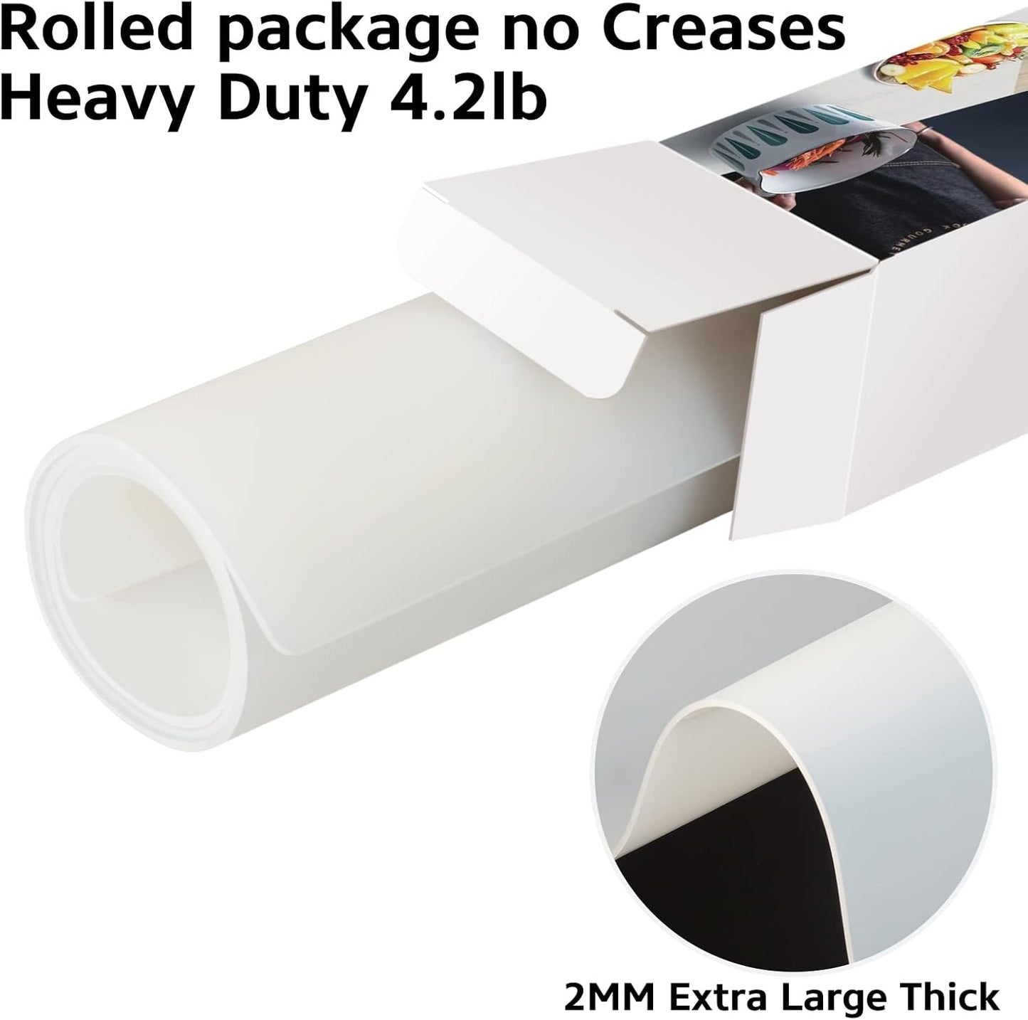 Silicone Mat Heat Resistant Mats for Countertop, Multipurpose Large Silicone Mats for Crafts Kitchen Workbench Size 48x24 inches Thick 2mm,Rolled Package,Translucent