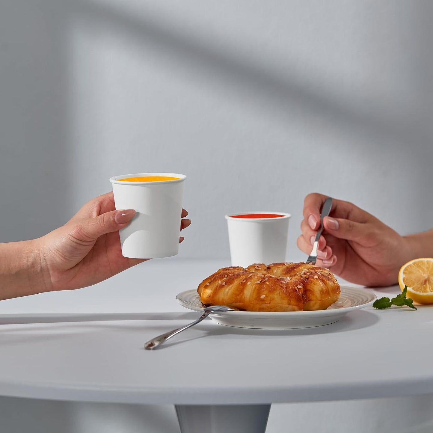 JOLLY PARTY 300 Pack 4 oz Disposable Paper Coffee Cup, Hot/Cold Beverage Drinking Cups for Water, White Hot Paper Coffee Cups