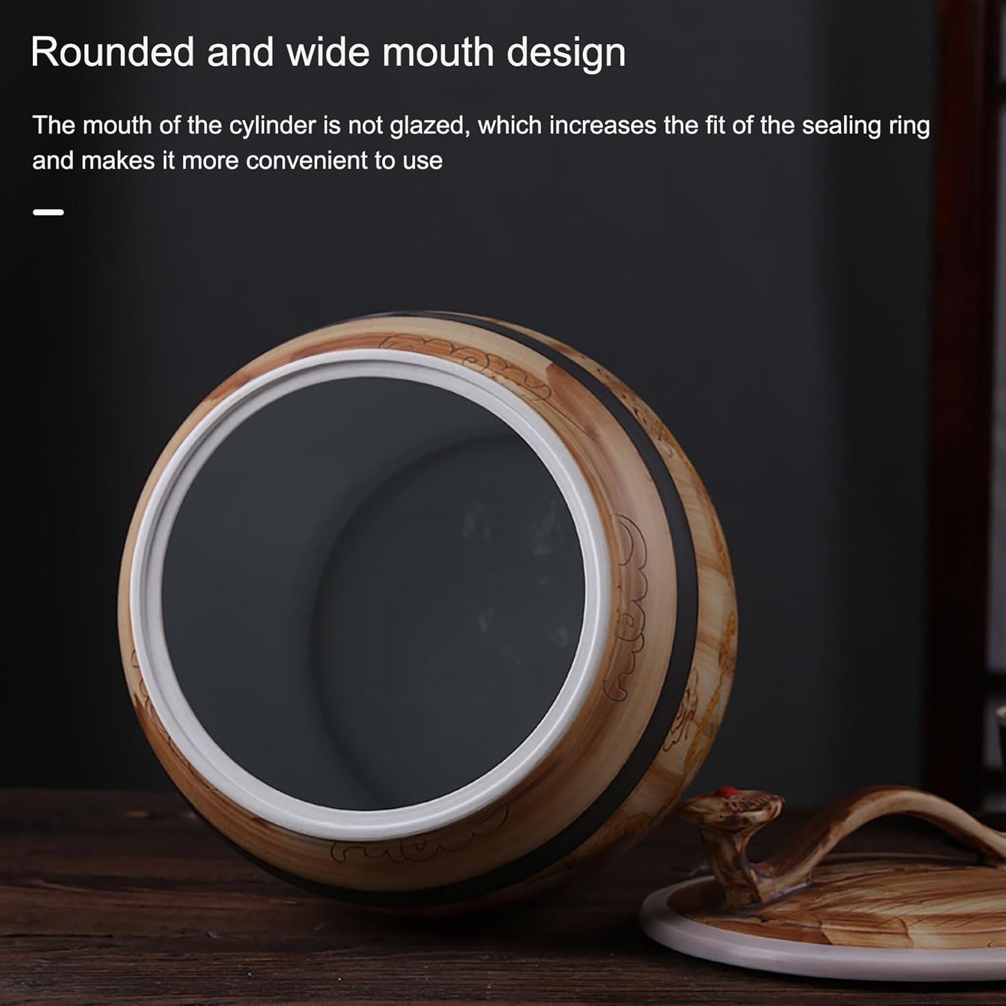 Ceramic Rice Storage Container Sealed Rice Bucket, Grain Dispenser Food Storage Jars, Chinese Jar Ceramic Decorative, for Cereal, Flour, Sugar, Coffee, Rice(39 * 30cm/15.3 * 11.8in)