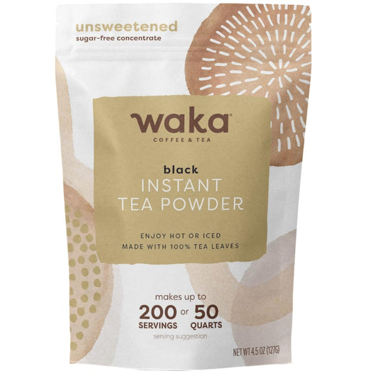 Waka Instant Black Tea Mix, Classic - 100% Tea Leaves, No Additives, Unsweetened Tea Powder for 50 Quarts or 200 Cups – Easy and Quick Hot or Iced Teas (4.5oz)