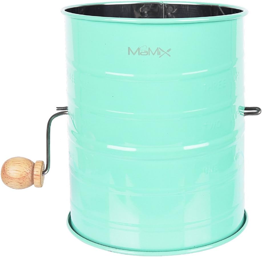 MaMix Stainless Steel Baking Hand Crank Flour Sifter with 2 Wire Agitator 3 Cup