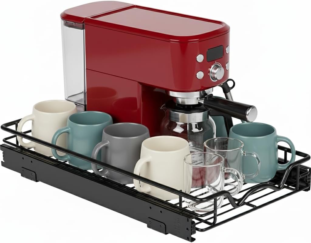 HOLDN’ STORAGE Pull Out Cabinet Organizer, Heavy Duty Caddy w/Lifetime Limited Warranty -11”W x 21”D - Requires At Least 12-1/4” Cabinet Opening, Steel Metal Cabinet Drawers Slide Out, Black